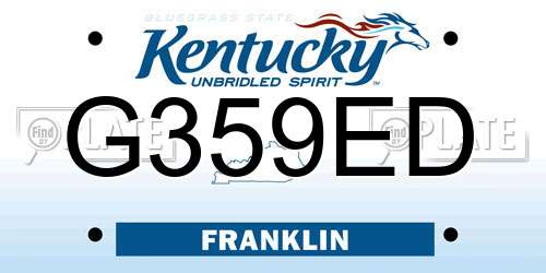 G359ED Kentucky License Plate