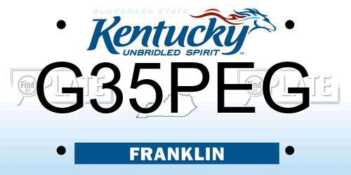 G35PEG Kentucky License Plate