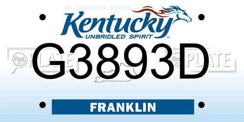G3893D Kentucky License Plate