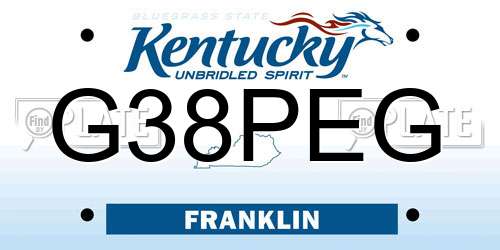 G38PEG Kentucky License Plate