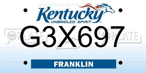 G3X697 Kentucky License Plate