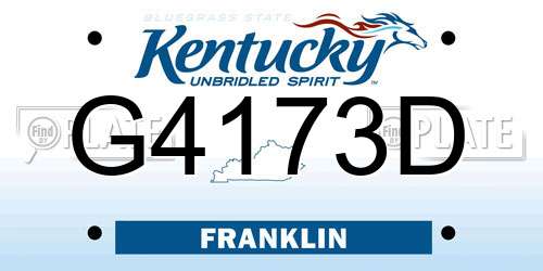 G4173D Kentucky License Plate
