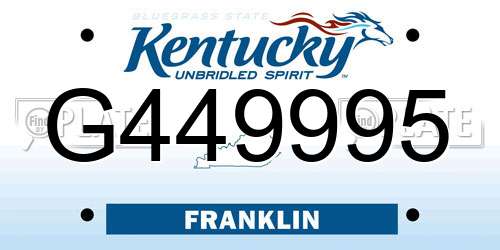 G449995 Kentucky License Plate