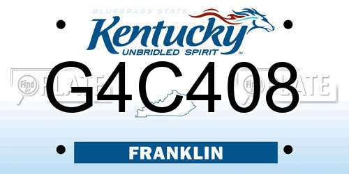 G4C408 Kentucky License Plate