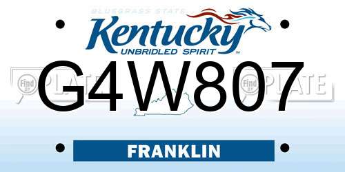 G4W807 Kentucky License Plate