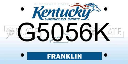 G5056K Kentucky License Plate