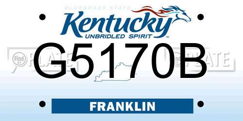 G5170B Kentucky License Plate