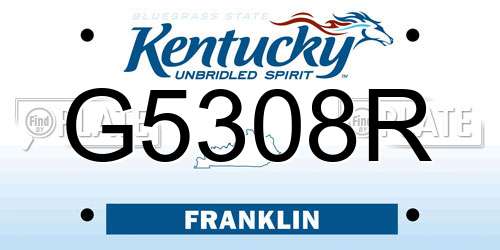 G5308R Kentucky License Plate