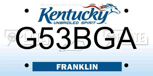 G53BGA Kentucky License Plate