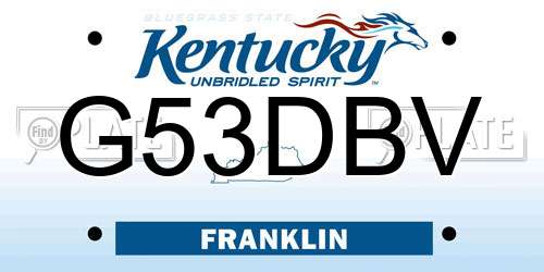G53DBV Kentucky License Plate