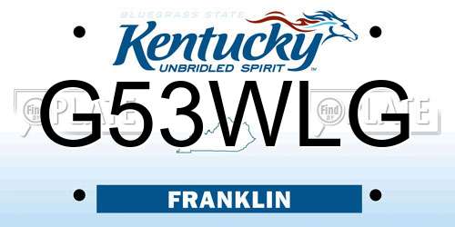 G53WLG Kentucky License Plate