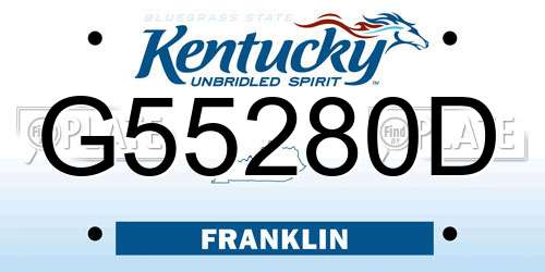G55280D Kentucky License Plate