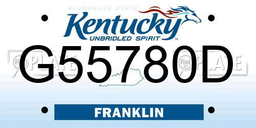 G55780D Kentucky License Plate