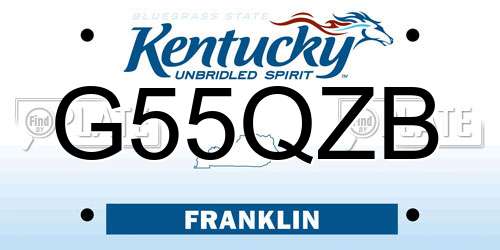 G55QZB Kentucky License Plate