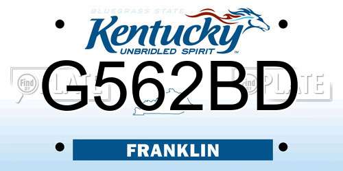 G562BD Kentucky License Plate