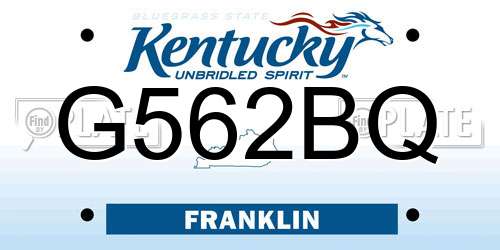 G562BQ Kentucky License Plate
