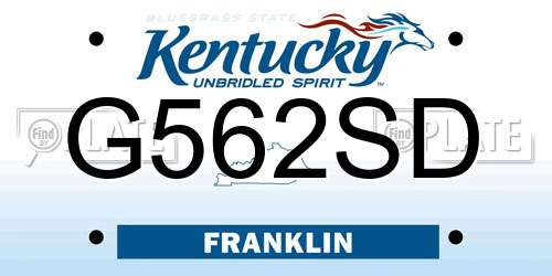 G562SD Kentucky License Plate