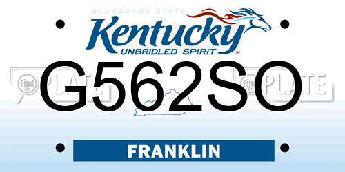 G562SO Kentucky License Plate