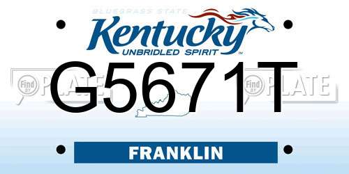 G5671T Kentucky License Plate
