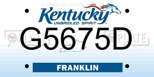 G5675D Kentucky License Plate