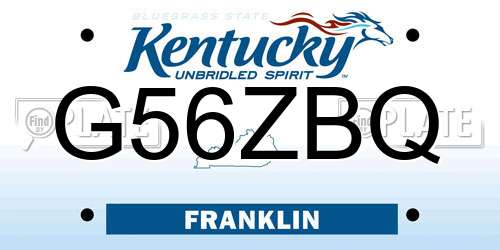 G56ZBQ Kentucky License Plate