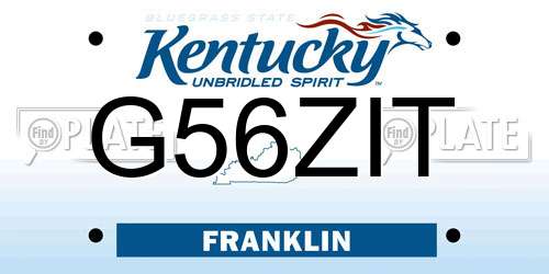G56ZIT Kentucky License Plate