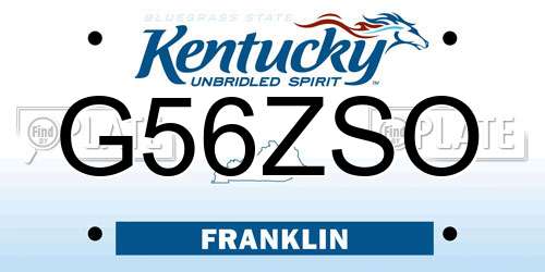 G56ZSO Kentucky License Plate