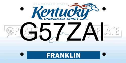 G57ZAI Kentucky License Plate