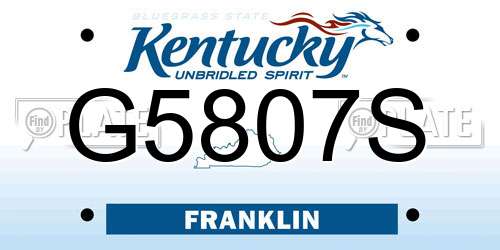G5807S Kentucky License Plate