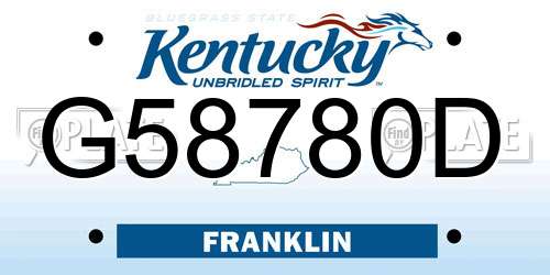 G58780D Kentucky License Plate