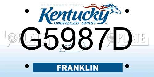 G5987D Kentucky License Plate