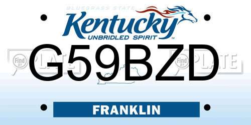 G59BZD Kentucky License Plate