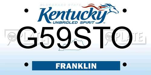 G59STO Kentucky License Plate