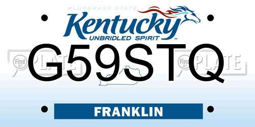 G59STQ Kentucky License Plate