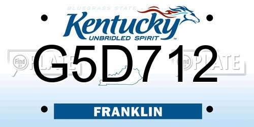 G5D712 Kentucky License Plate