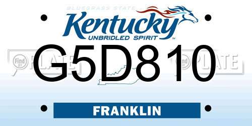 G5D810 Kentucky License Plate
