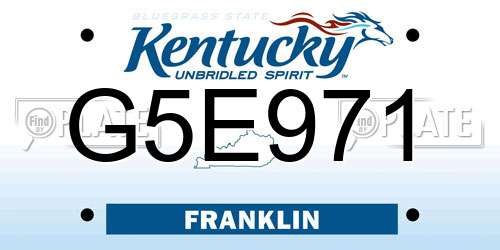 G5E971 Kentucky License Plate