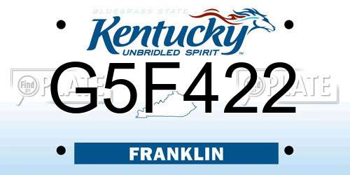 G5F422 Kentucky License Plate