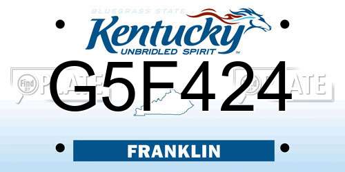 G5F424 Kentucky License Plate