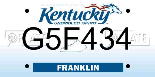 G5F434 Kentucky License Plate