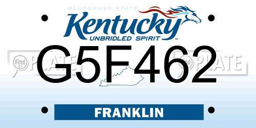 G5F462 Kentucky License Plate