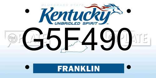 G5F490 Kentucky License Plate