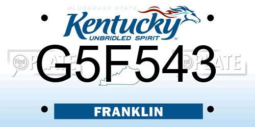 G5F543 Kentucky License Plate