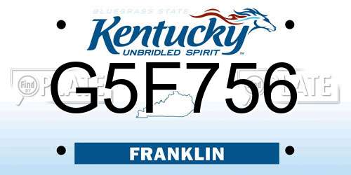 G5F756 Kentucky License Plate
