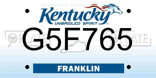 G5F765 Kentucky License Plate