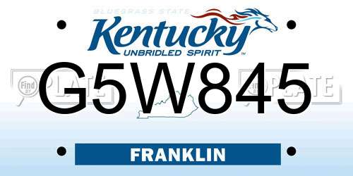 G5W845 Kentucky License Plate