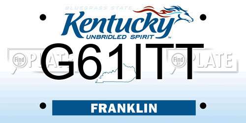 G61ITT Kentucky License Plate