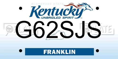 G62SJS Kentucky License Plate
