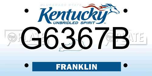 G6367B Kentucky License Plate