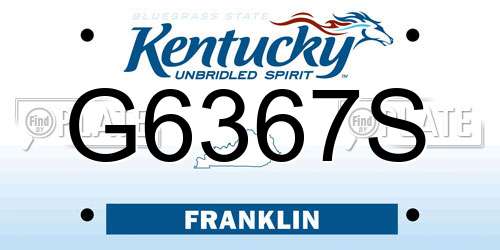 G6367S Kentucky License Plate
